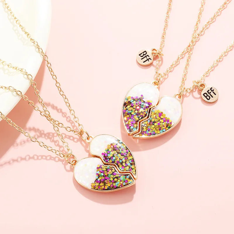 Club Jersi Glitter Heart BFF Necklace