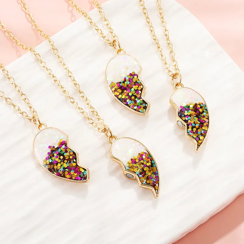 Club Jersi Glitter Heart BFF Necklace